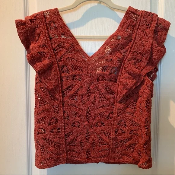 WHITE HOUSE BLACK MARKET Women’s Crochet Ruffle Sleeve Sweater XS - Picture 5 of 13